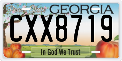 GA license plate CXX8719