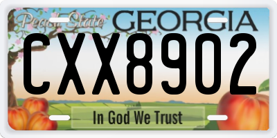 GA license plate CXX8902