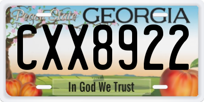 GA license plate CXX8922