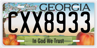 GA license plate CXX8933