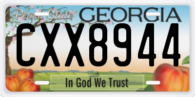 GA license plate CXX8944