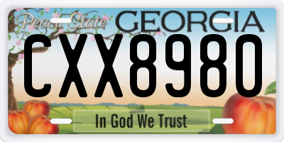 GA license plate CXX8980