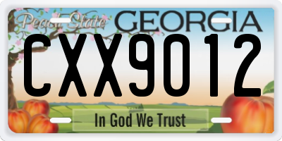 GA license plate CXX9012