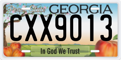 GA license plate CXX9013
