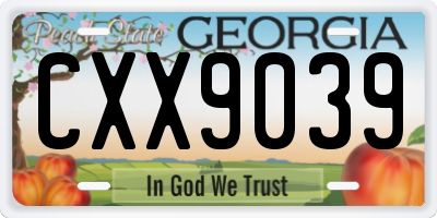GA license plate CXX9039