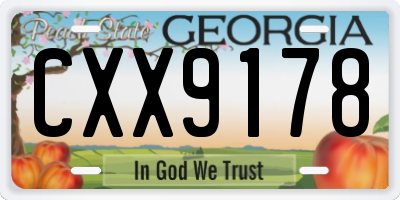 GA license plate CXX9178