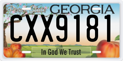 GA license plate CXX9181
