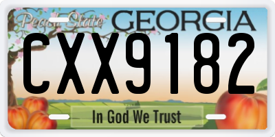 GA license plate CXX9182
