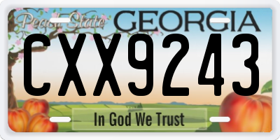 GA license plate CXX9243