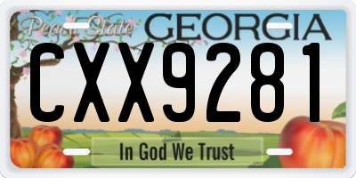 GA license plate CXX9281