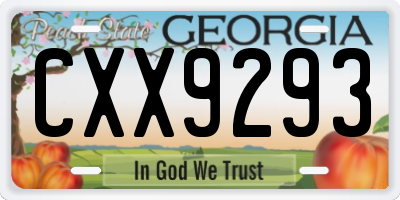 GA license plate CXX9293