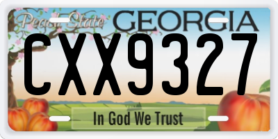 GA license plate CXX9327