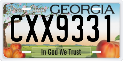 GA license plate CXX9331