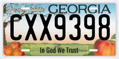GA license plate CXX9398