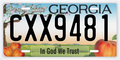 GA license plate CXX9481