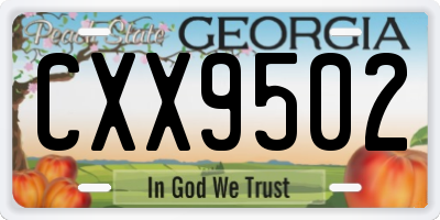 GA license plate CXX9502