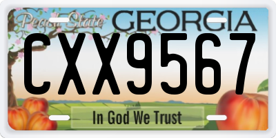 GA license plate CXX9567