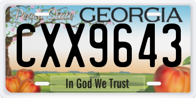 GA license plate CXX9643