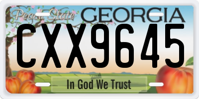 GA license plate CXX9645