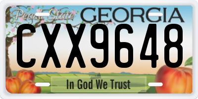 GA license plate CXX9648