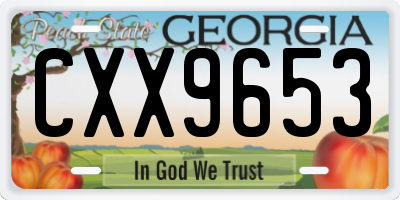 GA license plate CXX9653