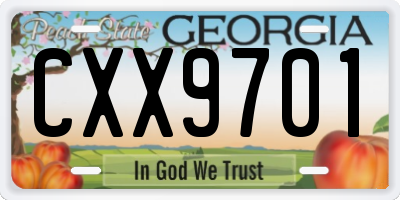 GA license plate CXX9701