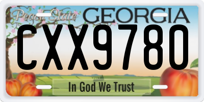 GA license plate CXX9780