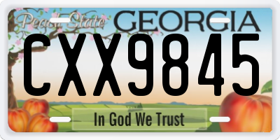 GA license plate CXX9845