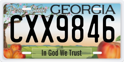 GA license plate CXX9846