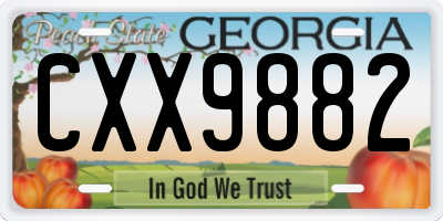 GA license plate CXX9882