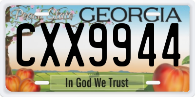 GA license plate CXX9944