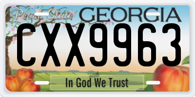 GA license plate CXX9963