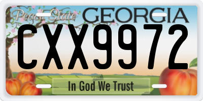 GA license plate CXX9972