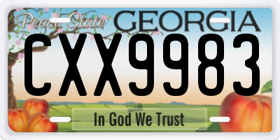 GA license plate CXX9983