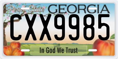 GA license plate CXX9985