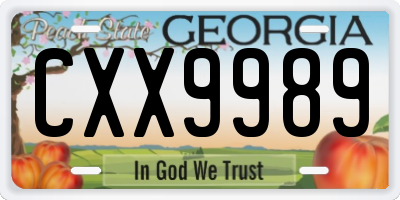 GA license plate CXX9989