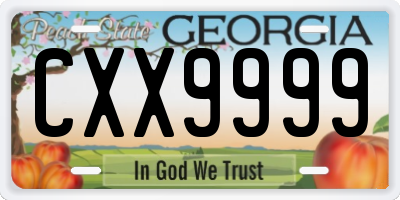 GA license plate CXX9999