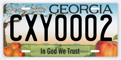 GA license plate CXY0002