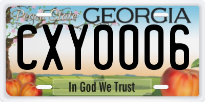 GA license plate CXY0006