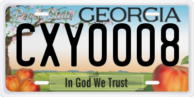 GA license plate CXY0008