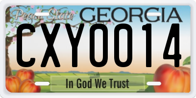 GA license plate CXY0014