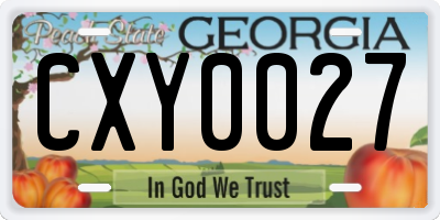 GA license plate CXY0027