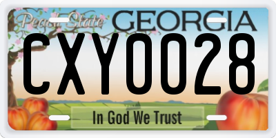 GA license plate CXY0028