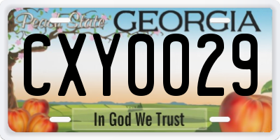 GA license plate CXY0029