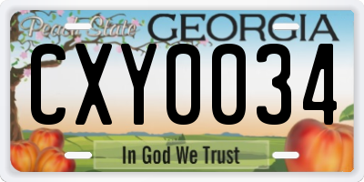 GA license plate CXY0034