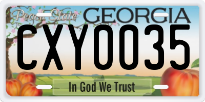 GA license plate CXY0035