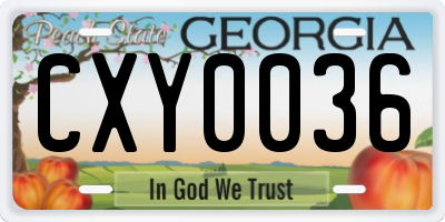 GA license plate CXY0036
