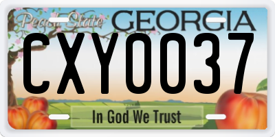 GA license plate CXY0037