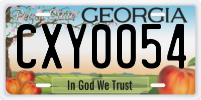 GA license plate CXY0054