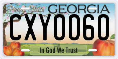 GA license plate CXY0060